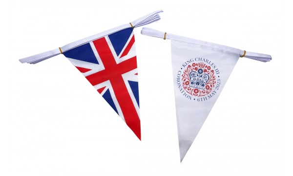 King Charles III Coronation Logo, UK (ALTERNATING) Triangle Bunting